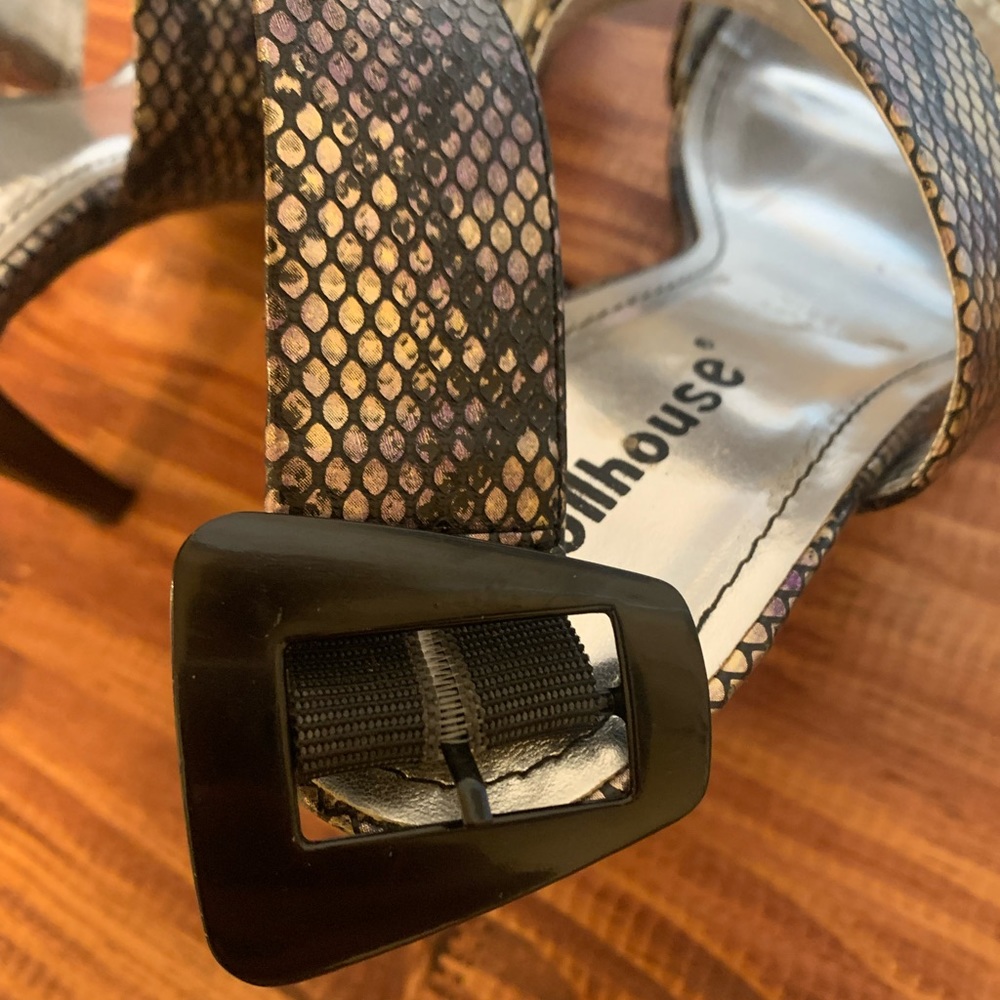 Metallic Python Print, Never Worn Ankle Wrap Heel… - image 5